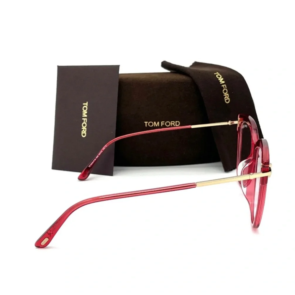 Tom Ford FT5704-B 066 Transparent Raspberry / Blue Block 54mm Eyeglasses